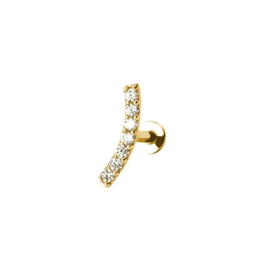 Push-in labret 14K kullast koos CZ ääristatud kaarja pealsega