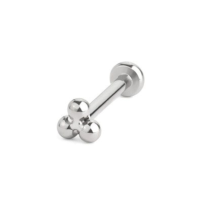 Titaanist push-in labret kolmnurkse kuulikobaraga pealsega