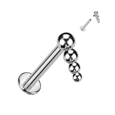 Titaanist labret sisekeermega ja ahaneva helmestega pealsega