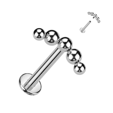 Titaanist labret dekoratiivse helmestega pealsega