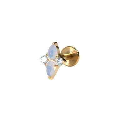 Titaanist labret roosade kivikestega