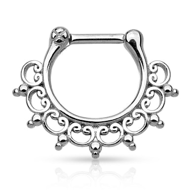 Kirurgilisest terasest ornamendi disainiga septum neet