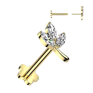 Lehekujuline labret lille tagusega titaanist