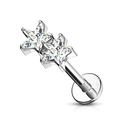 Sisekeermega labret 2 CZ tähega