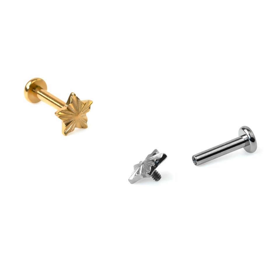 Tähekujuline tekstuuriline titaanist labret