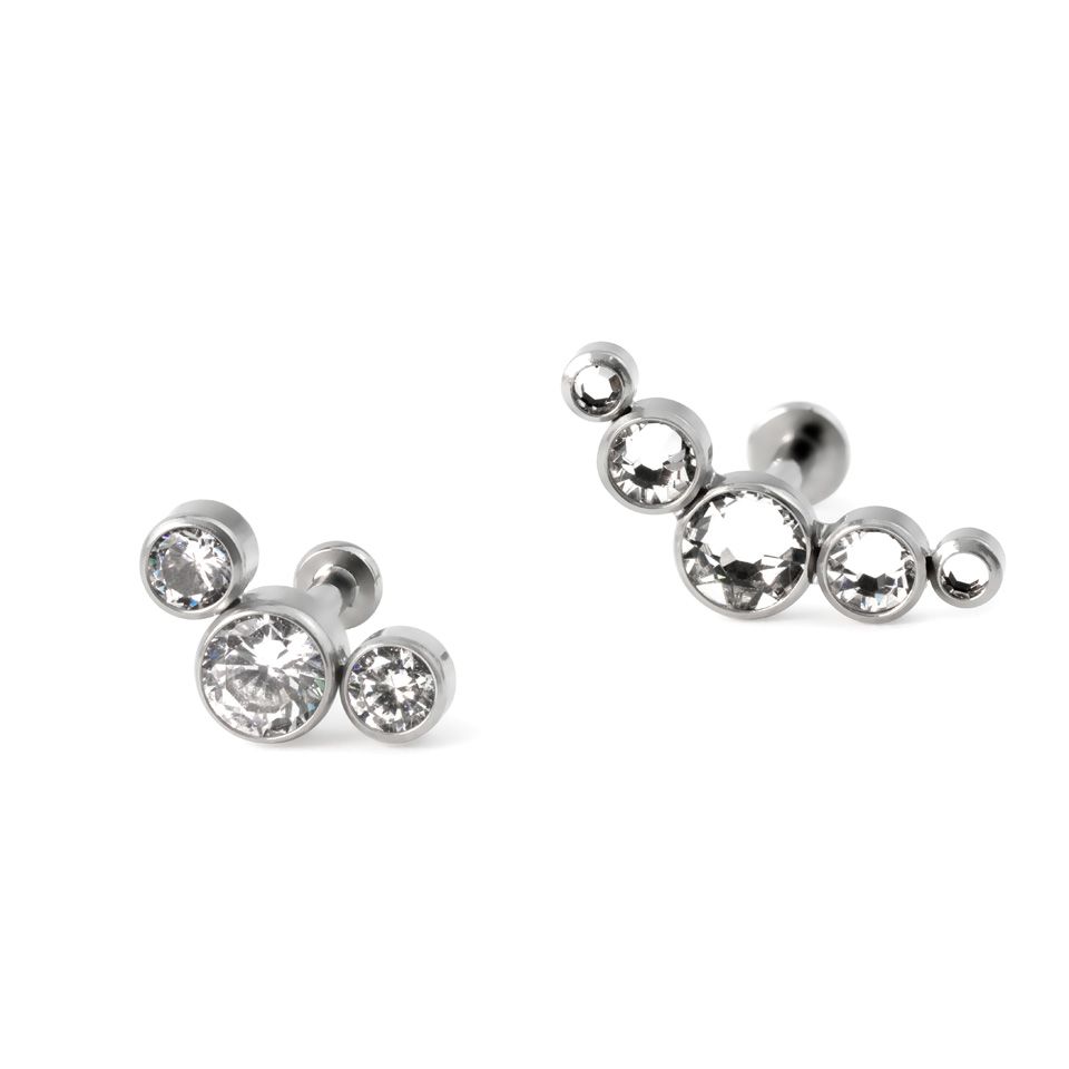 Titaanist push-in labret erinevate kivikestega