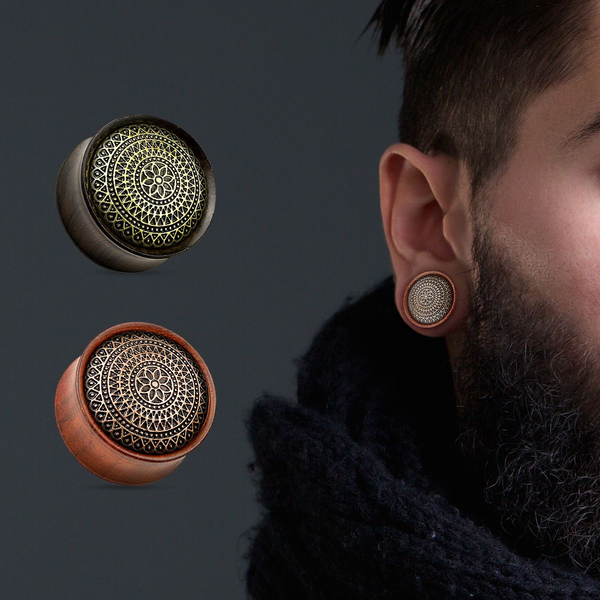 Puidust plug kirju võrgumustriga