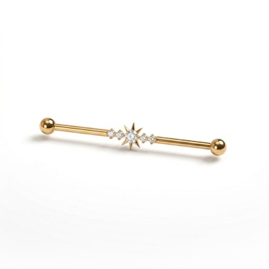 Titaanist industriaal barbell tähe ja kivikestega