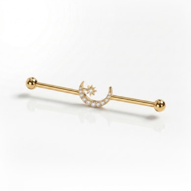 Titaanist industriaal barbell kuu ja tähega