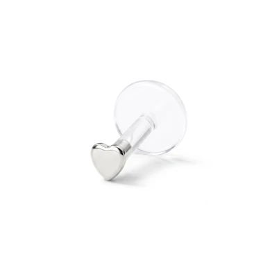 14k kullast labret neet südamekesega-14k valge kuld / PTFE