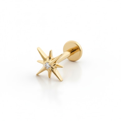 Titaanist tähe ja keskse kiviga labret