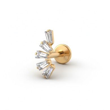 Titaanist labret baguette lõikega kividega