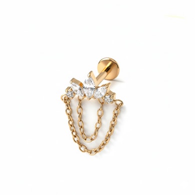 Titaanist kivide ja kettidega labret