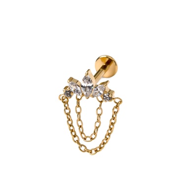 Titaanist kivide ja kettidega labret