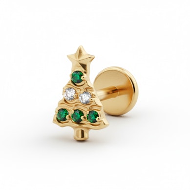 Jõulupuuga titaanist labret