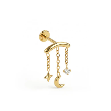 Titaanist peidetud helix labret taevaripatsitega 