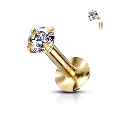 Pisikese kiviga kaunistatud labret neet, sisekeermega