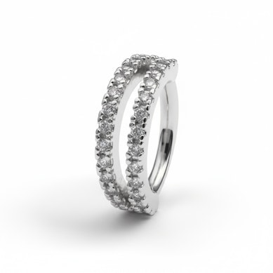 Rõngas kivikestega kaunistatud lahknenud topeltreaga