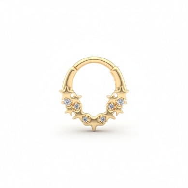 Rõngas tähtede ja kivikestega