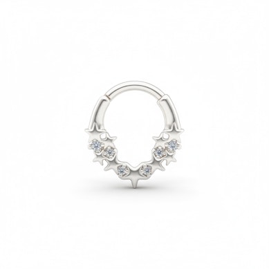 Rõngas tähtede ja kivikestega