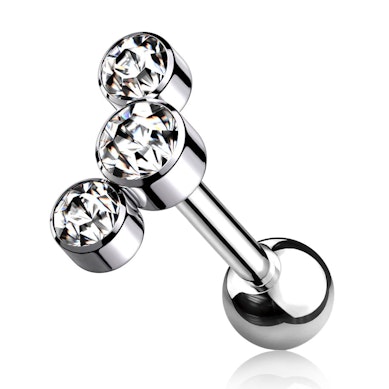 Sisekeermega titaanist barbell 3 kivikesega