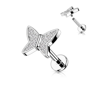 Labret kivikestega kaetud liblika ja sisekeermega