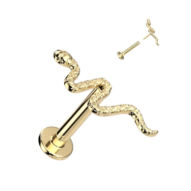 14K kullast push-in labret deitailse maoga