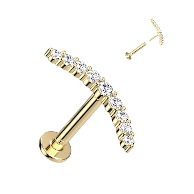 14K kullast push-in labret kaarjas CZ kividega