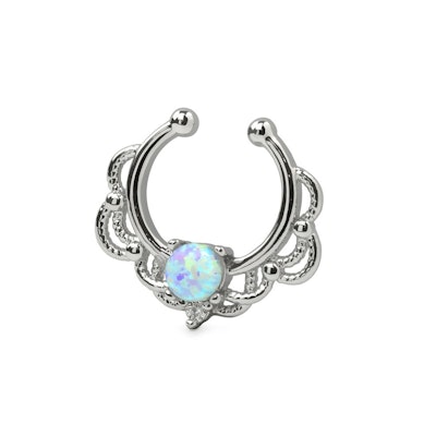Võlts septum neet ahela disainiga kaunistatud opaaliga