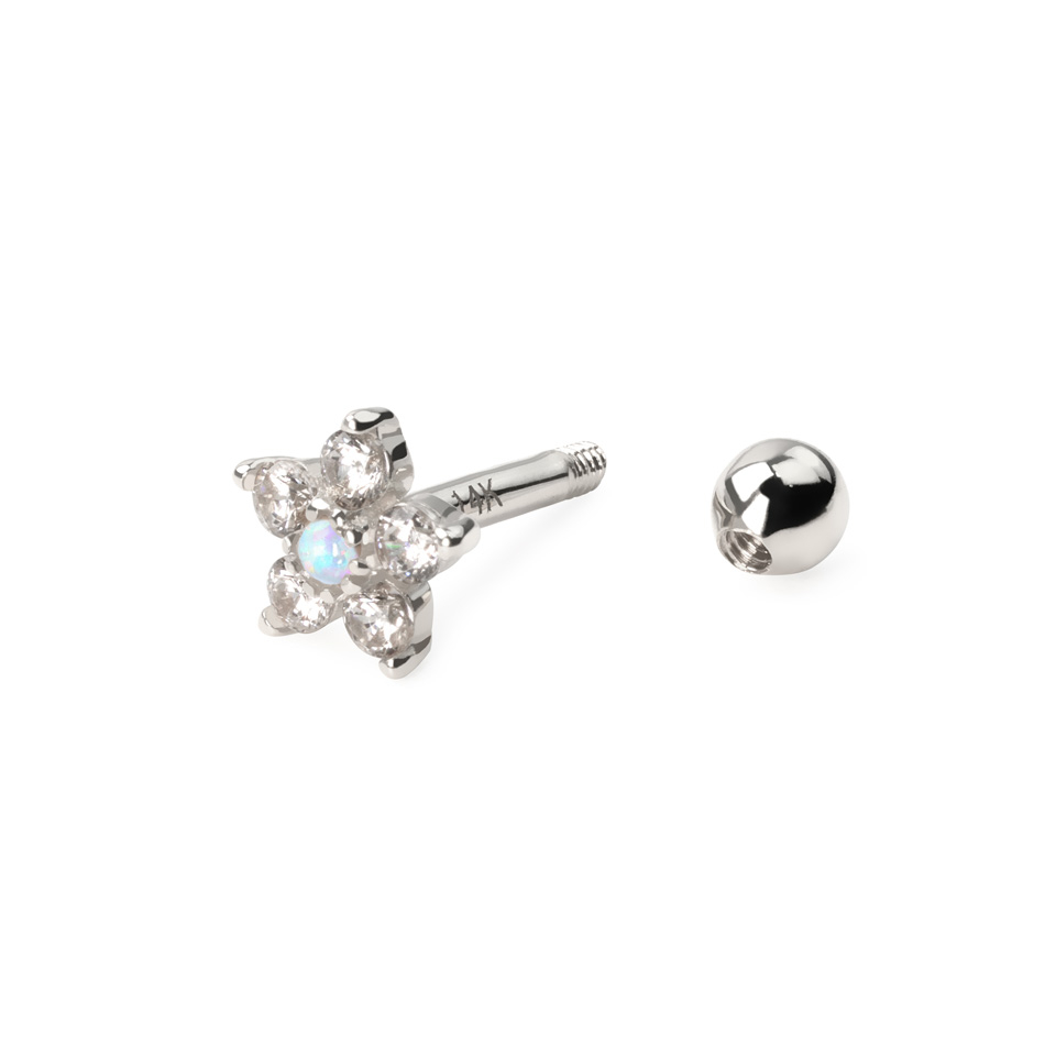 14-karaadisest kullast kõrvaneet lille ja opaalkiviga