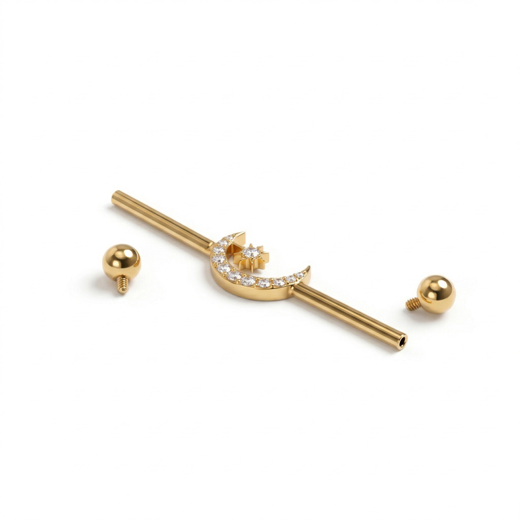 Titaanist industriaal barbell kuu ja tähega