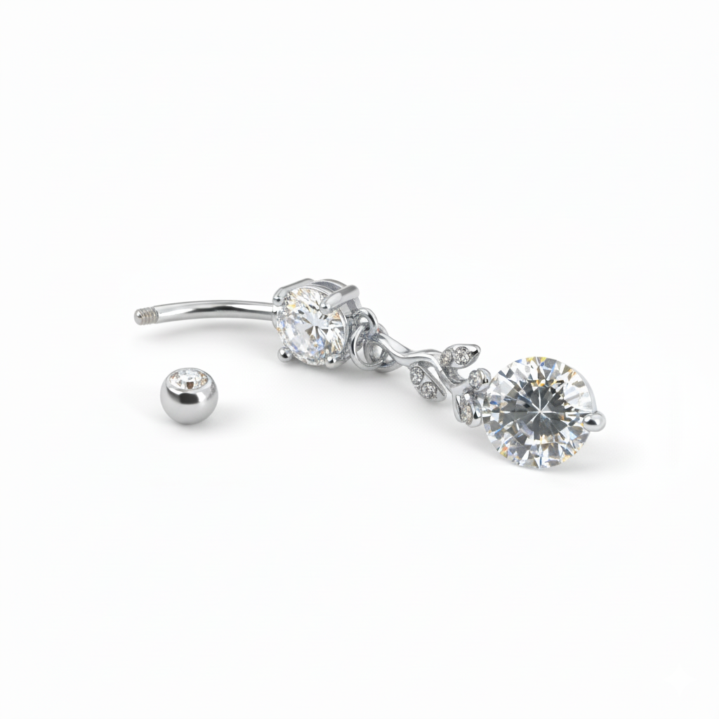 Nabaneet kivikeste ja lillevarre kujulise ripatsiga