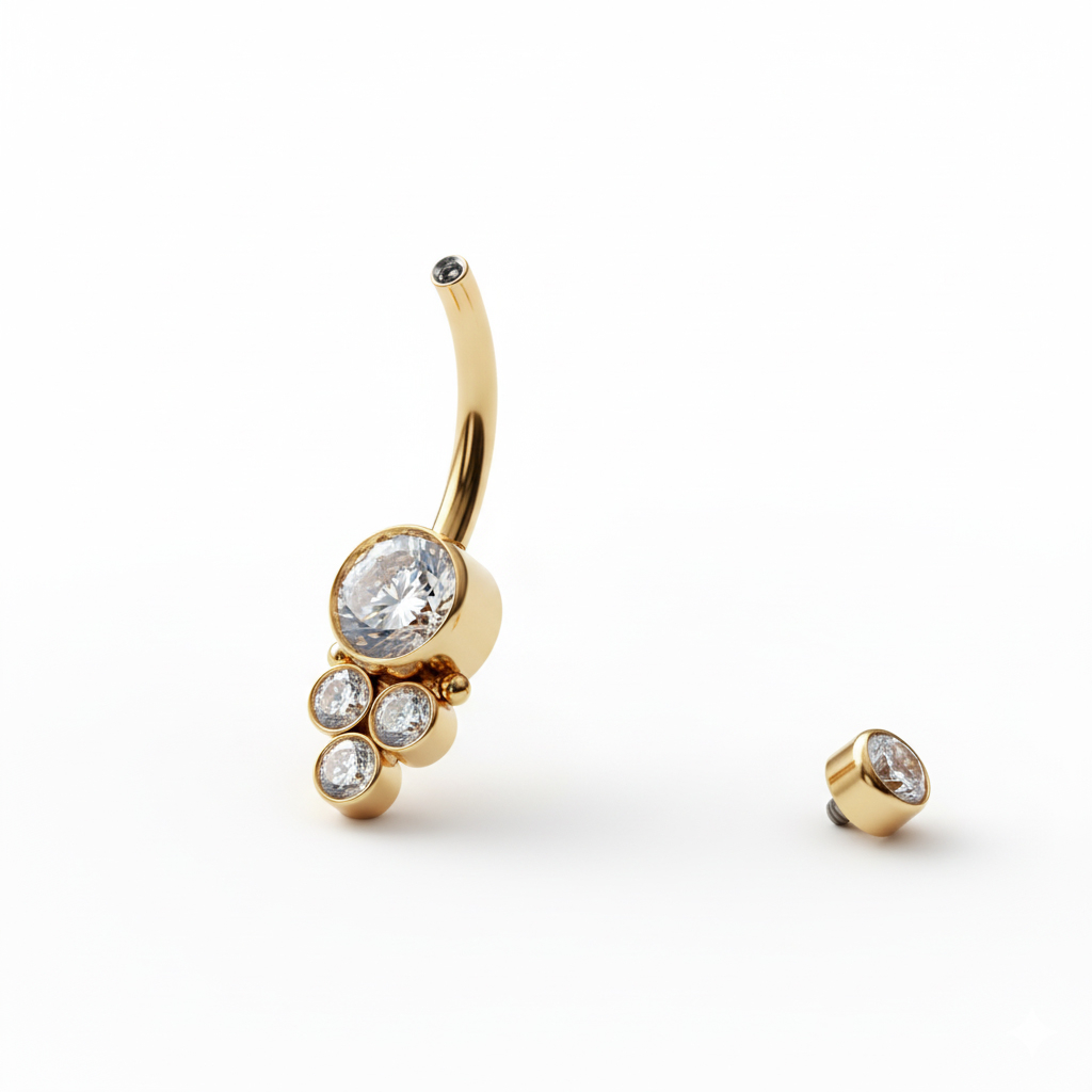 Titaanist nabaneet sisekeerme ja ümara kivikobaraga