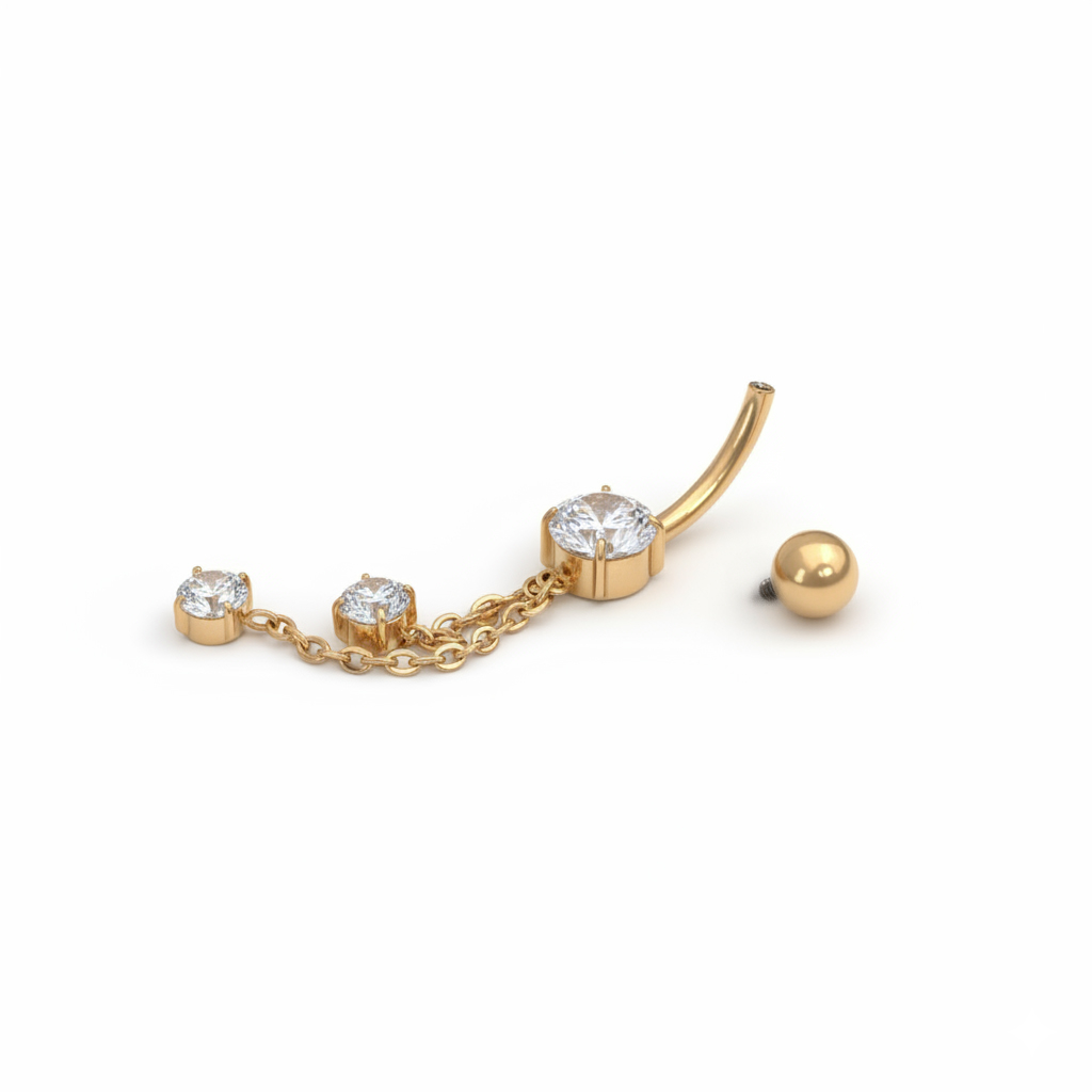 Titaanist nabaneet kettide ja kivikestega