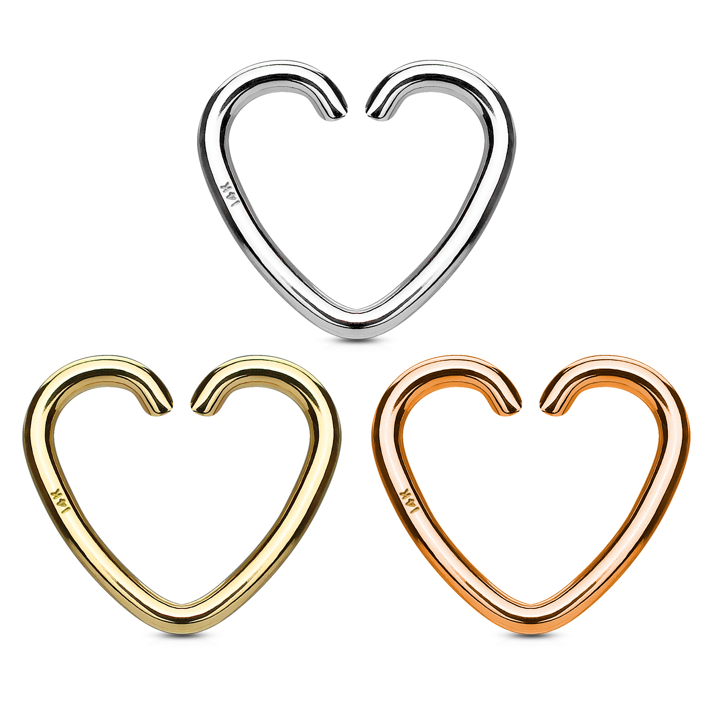 14-karaadisest kullast südamekujuline kõrvaneet