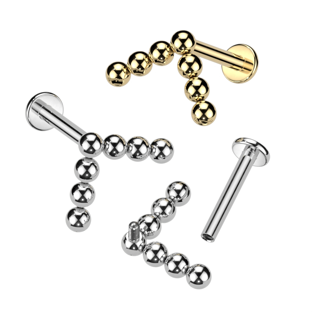 Titaanist labret kuulikestega chevron pealsega