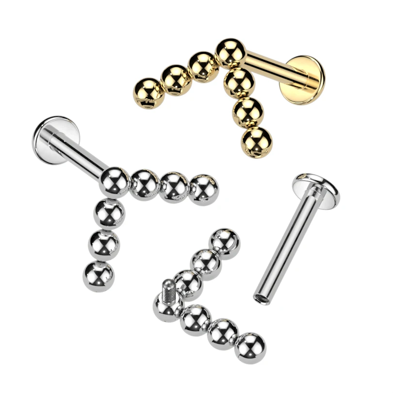Titaanist labret kuulikestega chevron pealsega