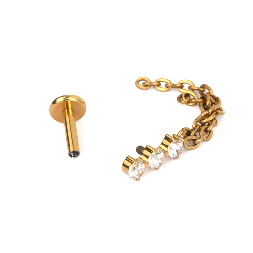 Titaanist labret kivitrio ja topelt rippuva ketiga