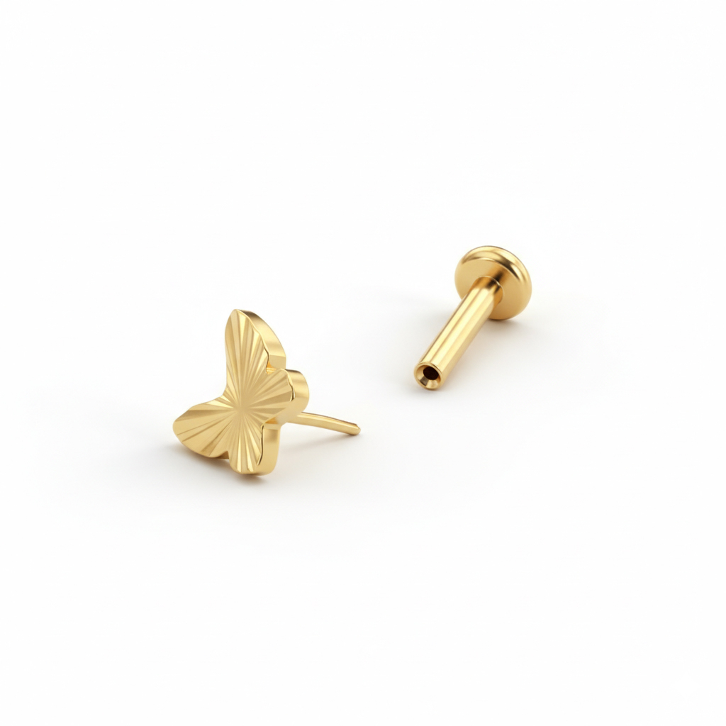 Tekstuuriga titaanist liblika labret