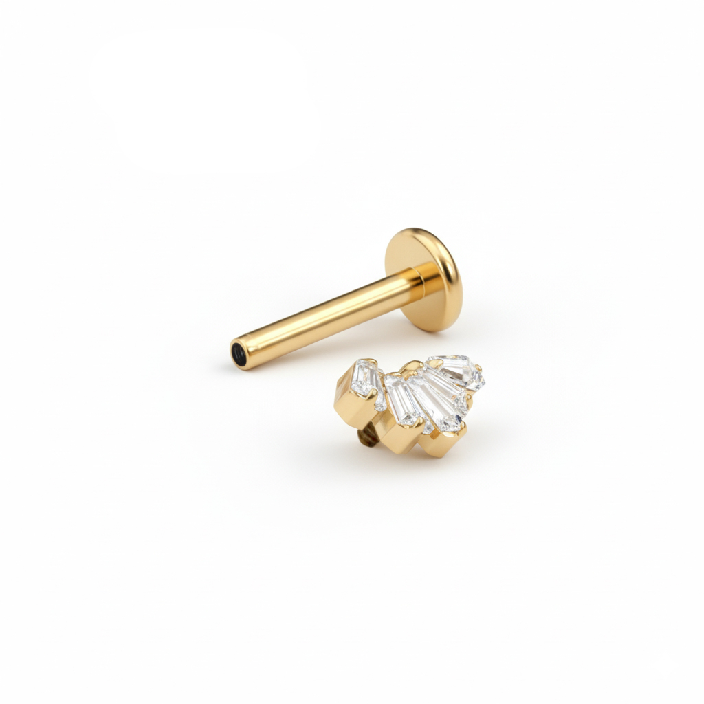 Titaanist labret baguette lõikega kividega