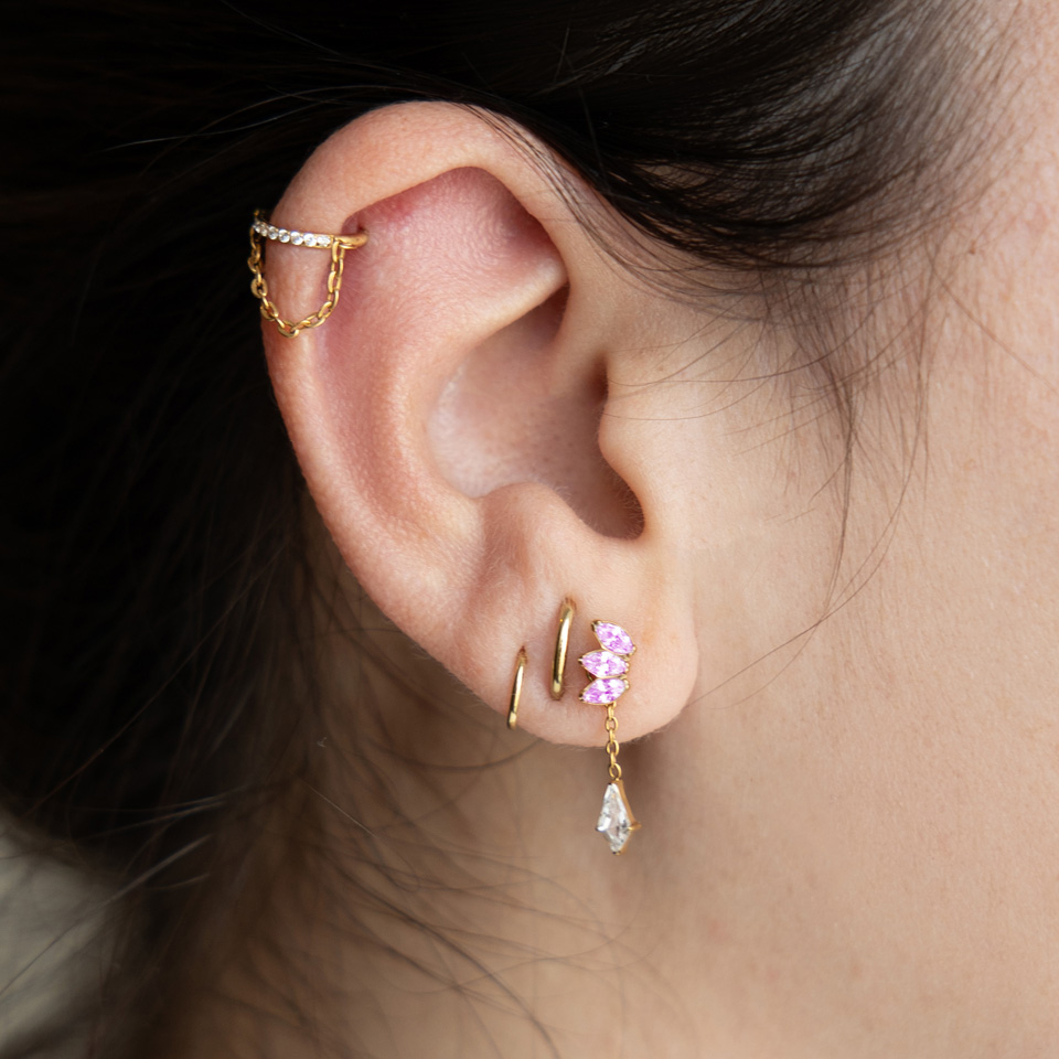 Titaanist labret eri värvi kivitrioga