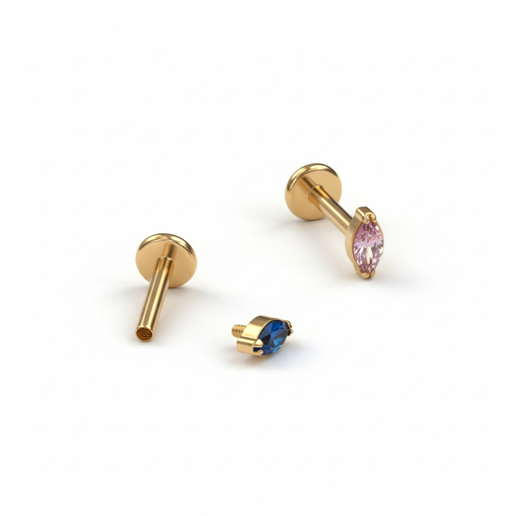 Titaanist labret eri värvi kiviga