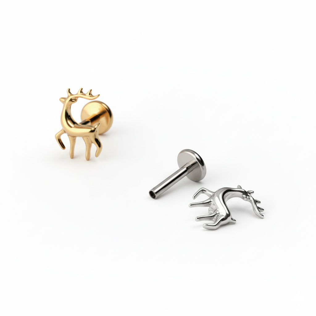 Titaanist põhjapõdraga labret