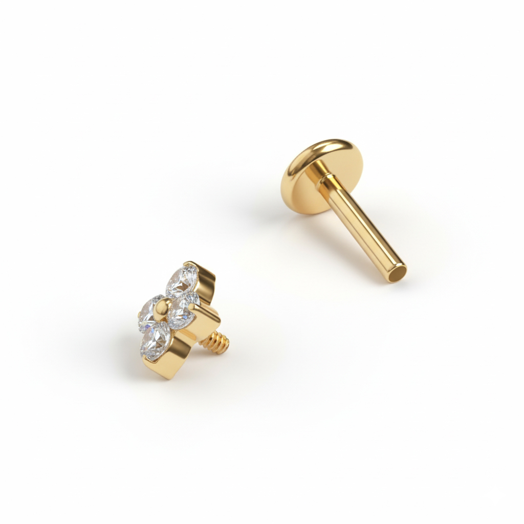 Titaanist mini lillega labret