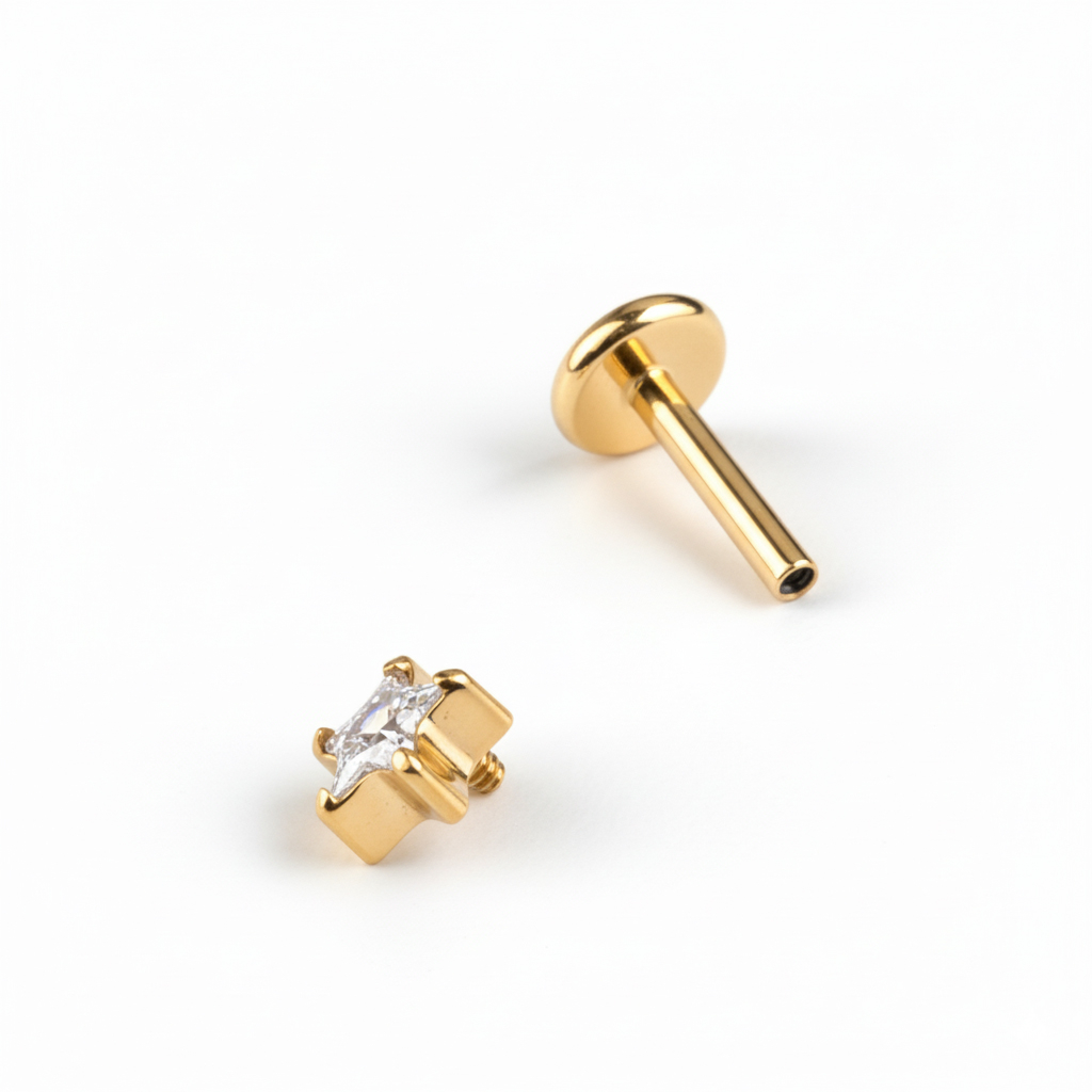 Titaanist labret tähekujulise kiviga