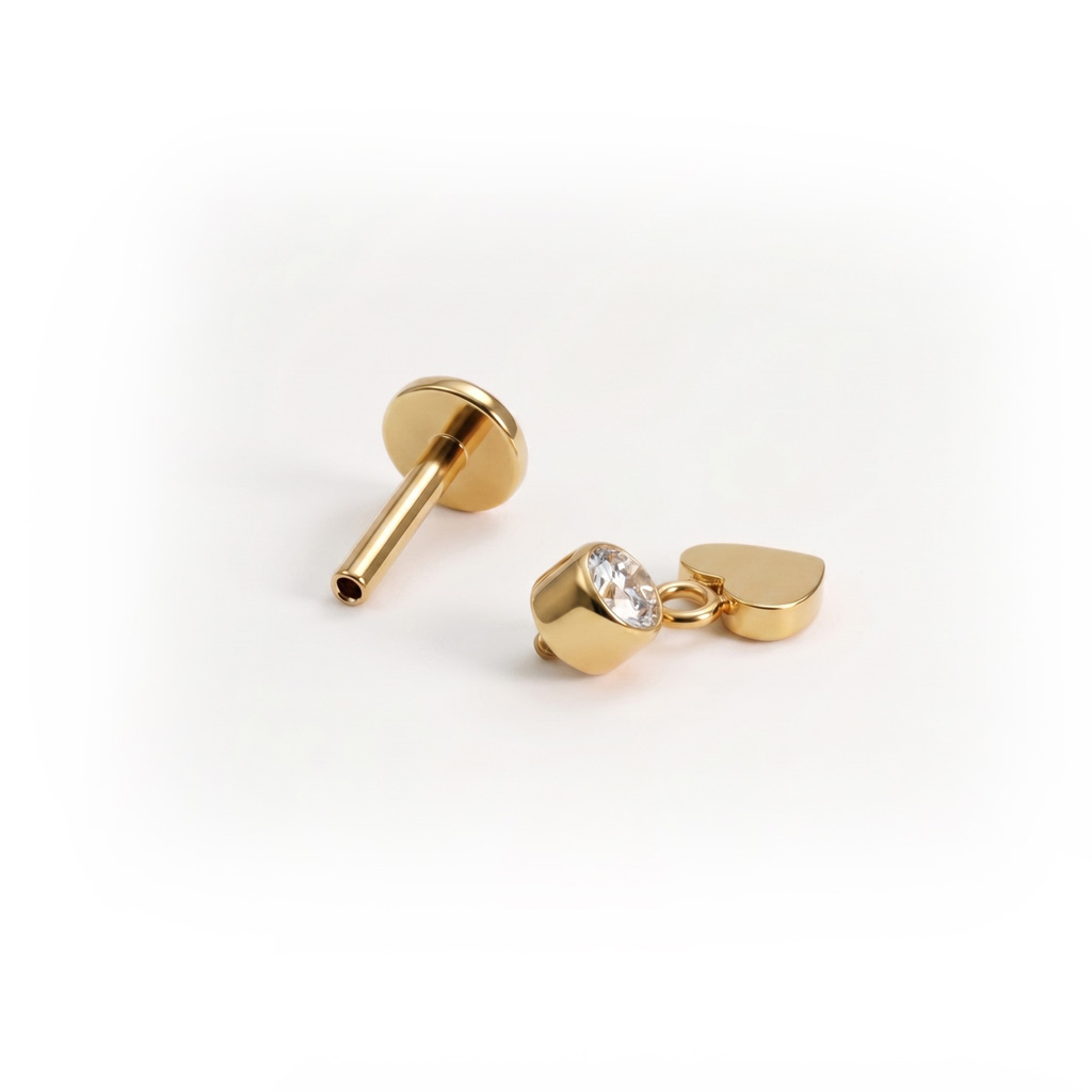 Titaanist labret südame ripatsiga