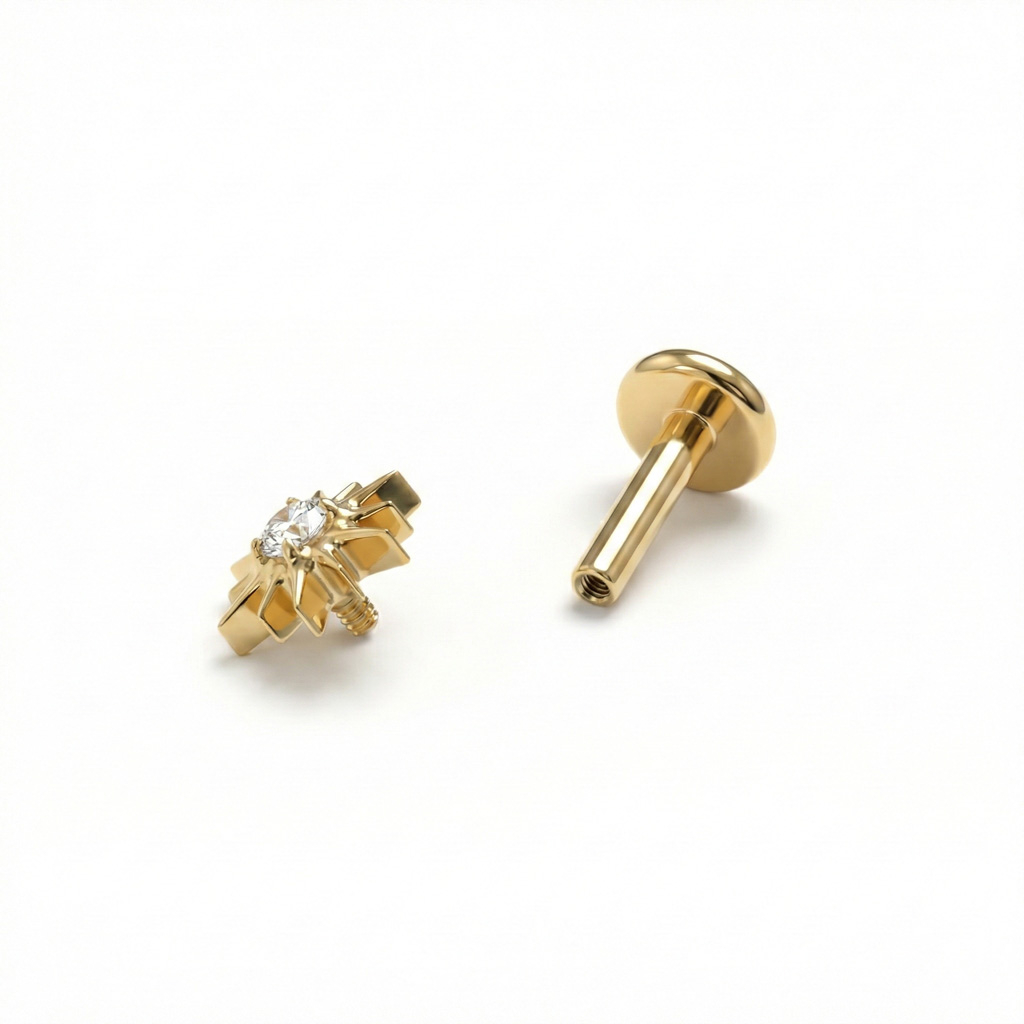 Titaanist päiksekiirtega labret