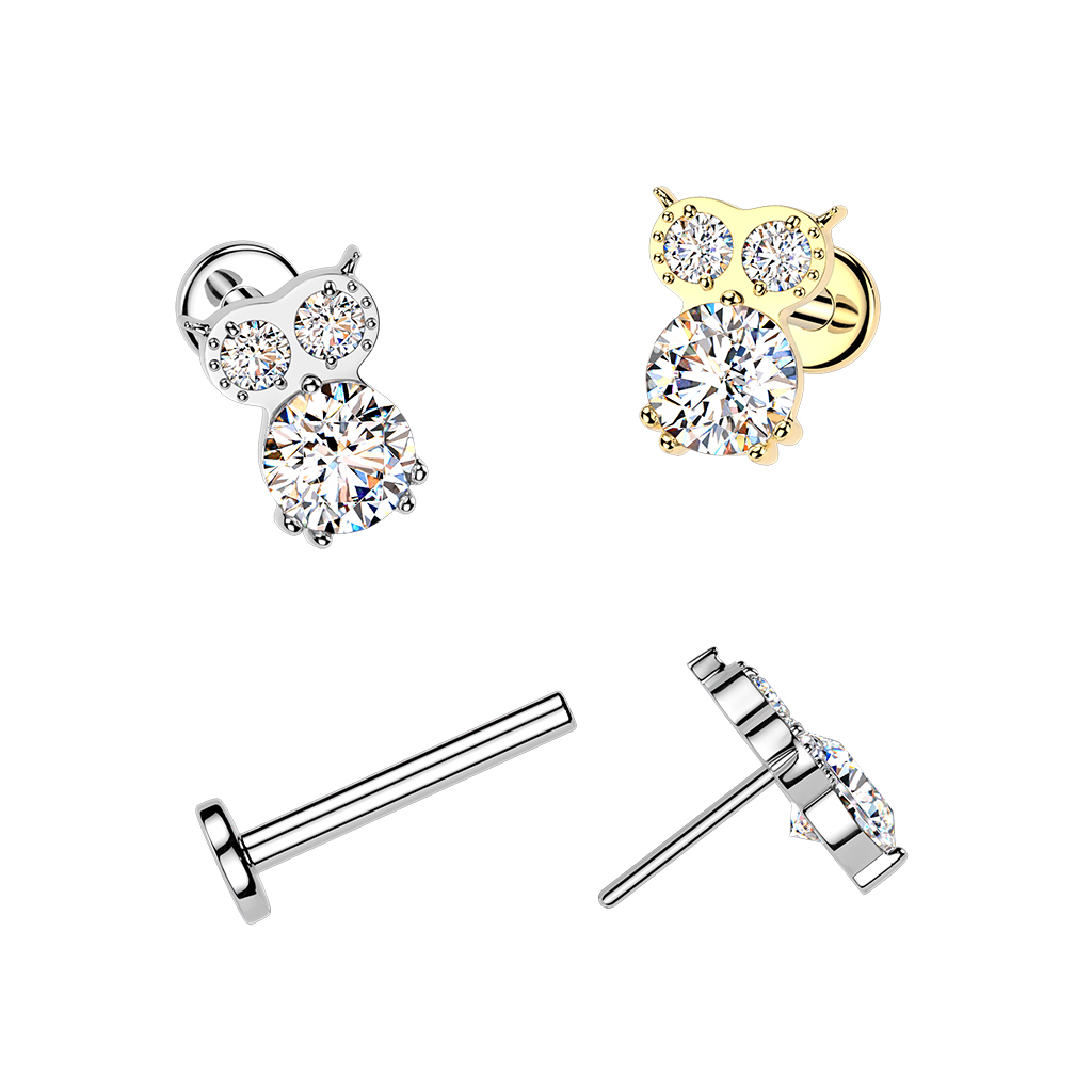 Titaanist labret kivikestega öökulliga