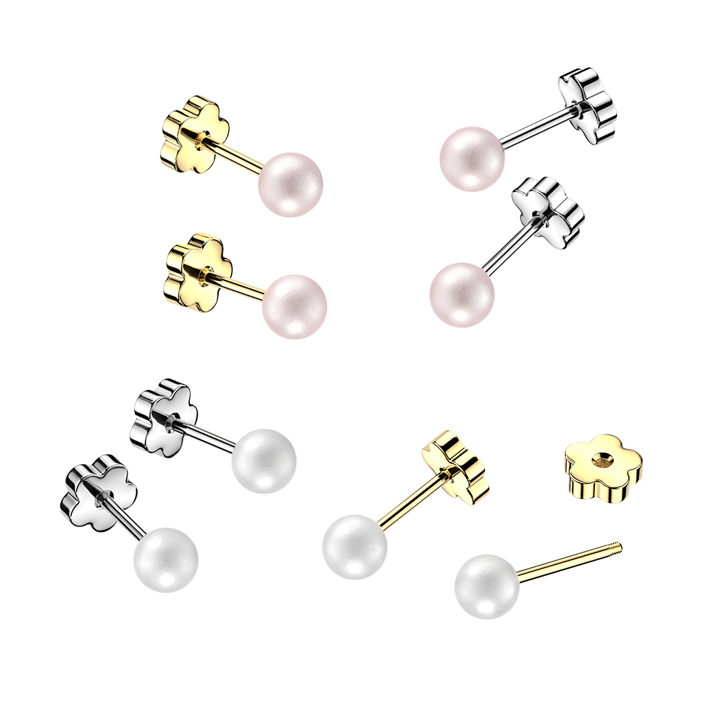 Pärl-kõrvarõngaste paar armsate lilletagustega