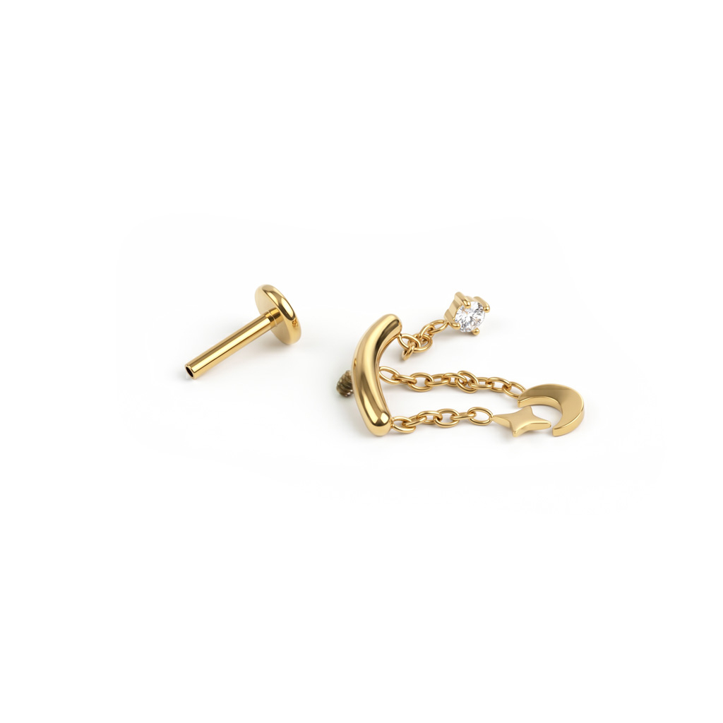 Titaanist peidetud helix labret taevaripatsitega 